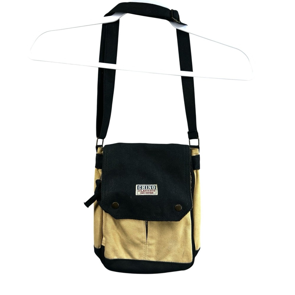 Chino Classics Medium Beige/  Black Canvas 100% Cotton‎ Crossbody Bag